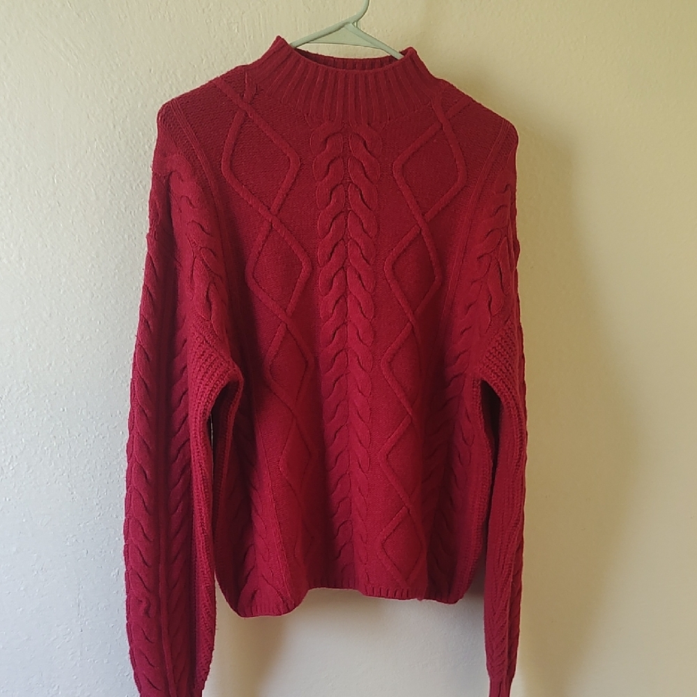 Old Navy So Soft Mock Next Dark Pink Sweater